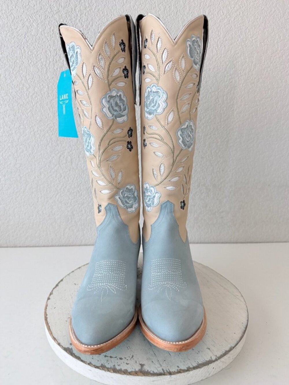 Lane KENZIE Knee High Cowboy Boots Womens 9.5 Blueberry Buttermilk Western Tall - Picture 7 of 12